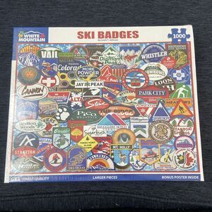 White Mountain Puzzle "Ski Badges" 1,000 pcs “Finest Quality-Larger Pieces”